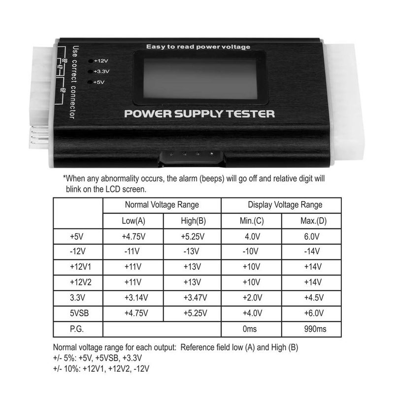 Kingwin PC Computer Power Supply Tester, Digital LCD Screen, ATX/ITX/IDE/HDD/SATA/BYI (KPST-01) - Image 4